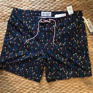 Original Penguin navy palm tree swim trunks